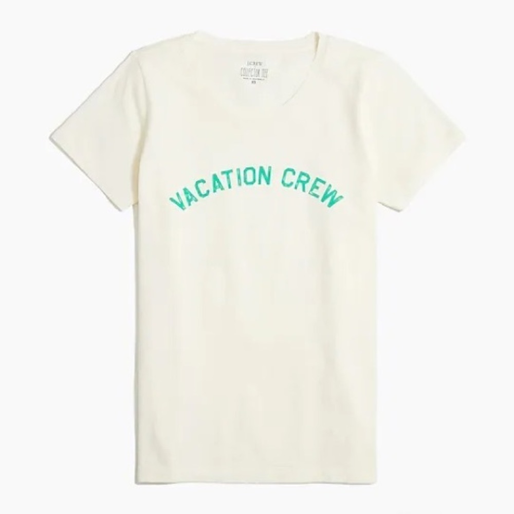 NWOT JCREW COTTON COLLECTOR ‘VACATION CREW’ GRAPHIC TEE - SIZE M